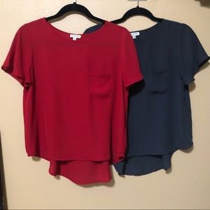 [Lily White] Red & Gray Blouses